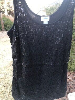 Old Navy Black Sequined Tank Top, never worn, women’s size M